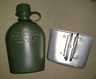 Canteen Water Bottle With Alluminium Cup - 1 Litre Military Style New Made • $18.99