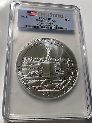 2011 5 Oz Silver America The Beautiful (Gettysburg Pennsylvania) Certified BU • $199