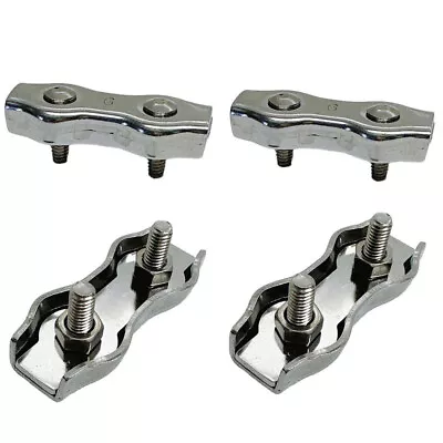 Stainless Steel Duplex Clip 2-Post Cable Clamp For 1/16 -3/32  Wire Rope 4 PCS • $9.77