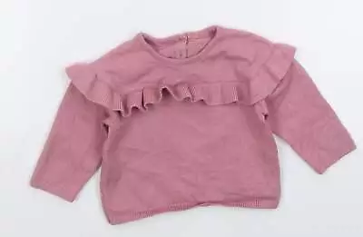 Matalan Girls Pink Polyester Pullover Jumper Size 3-6 Months Pullover • £3