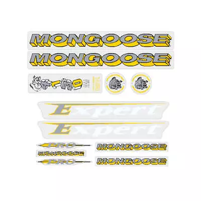 1994 Mongoose - Expert Pro - Silver-Yellow Decal Set - For Green Frame • $56.95