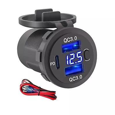 $16.90 • Buy USB C Car Charger Outlet Socket 20W PD & Dual 18W QC3.0 Port For 12V 24V Boat RV