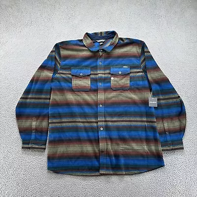 EDDIE Bauer Chutes Microfleece Long Sleeve Striped Button Up Shirt Size 3XLT NEW • $29.99