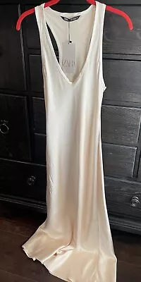 Zara Satiny Ivory Racerback Long Nightgown  Size S • $30