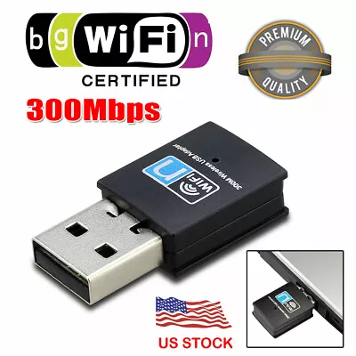 300Mbps Mini USB WiFi Wireless Network Internet Adapter 802.11G/N/B LAN Card • $7.27