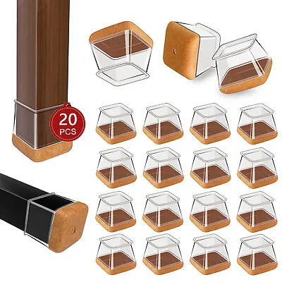 20 Pcs Square Chair Leg Floor Protectors For Hardwood Floor Fits All Shape Chair • $14.99