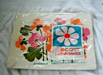 Scott Vintage Paper Placements Flowers 1960s Mod Set Of 22 Groovy Floral • $19.99