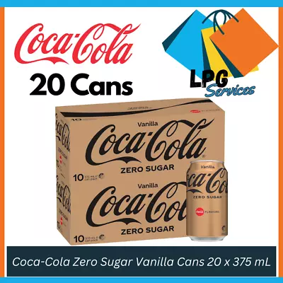 Coca-Cola Zero Sugar Vanilla Soft Drink Multipack Cans 20 X 375 ML FREE SHIPPING • $44.15