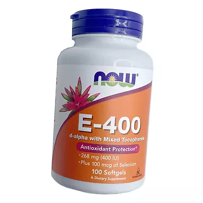 NOW Vitamin E 400 IU D-Alpha With Mixed Tocopherols 100 Softgels Exp 08/2026 • $11.44