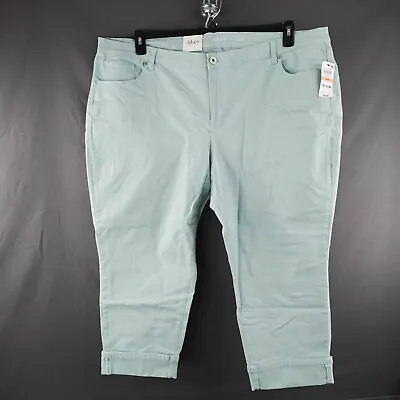 Style & Co Womens Capri Jeans 24W Mint Green Denim Basic Mom Classic NEW • $26.97