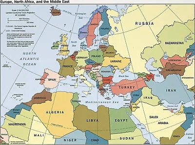 2000 CIA Map Of Europe North Africa The Middle East Home School Poster Print • $13.95