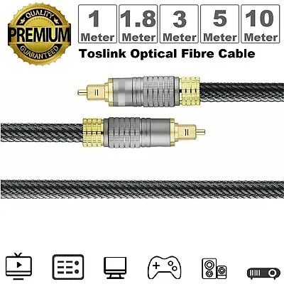 Ultra Premium Toslink Optical Fibre Cable Gold Plated 5.1 7.1 Digital Audio Lead • $18.99