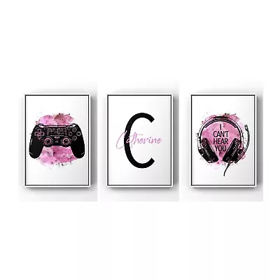 Girls Gaming Prints Personalised Gamer Poster Games Room Wall Art Girls Room • £3.96