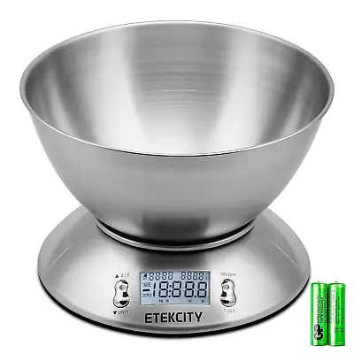 Etekcity Electronic Kitchen Scales With Stainless Steel Mixing Bowl 5kg  • £25.31