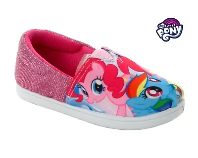 Girls My Little Pony Pink Slip On Pumps Shoes Glitter Trainers Uk Size 6-11 • £11.99
