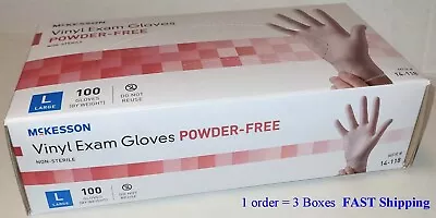 3 Boxes McKesson 14-118 LARGE Vinyl Exam Powder-Free Gloves Total 300 • $24.99