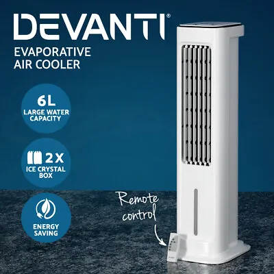 $97.95 • Buy Devanti Tower Evaporative Air Cooler Conditioner Portable Cool Fan Humidifier 6L