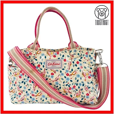 Cath Kidston Mini Day Grab Bag Cross Body Strap Floral Birds Shiny Oilcloth CF7 • £26.99