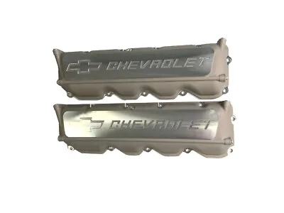 2 Bowtie Chevrolet Aluminum Valve Covers W/ Oilers For Chevy R07 NASCAR • $399.95