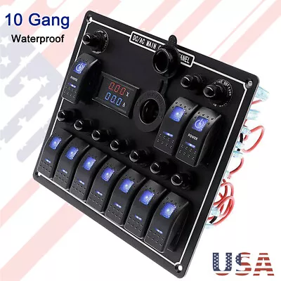 $79.49 • Buy 10 Gang 12/24V Car Marine Boat Rocker Switch Panel Circuit Breaker LED