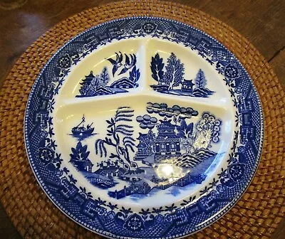 Vintage Moriyama Occupied Japan Restaurant Ware 10.125  Blue Willow Grill Plate • $28.95