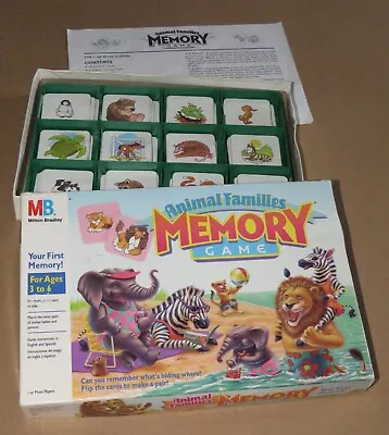 Animal Families Matching Memory Game - Vintage 1990 Milton Bradley - Complete • $24.94