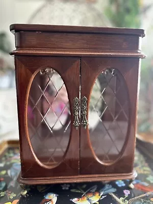 Vintage Wood Jewelry Armoire With 2 Necklace Carousel The Commodore Collection  • $120