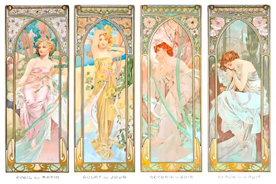 The Times Of Day Alphonse Mucha Allegories Day Evening Painting Poster Art Print • $23.99