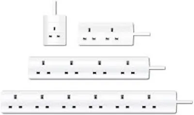 1246 Way Gang 0.5m 1m 2m 4m 5m Extension Lead Cable / Surge Protected • £11.39