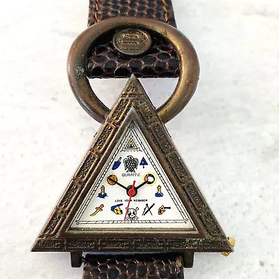 Vintage Triangle Masonic  Love Your Neighbor  Wrist Watch New Battery Runs Great • $166.50