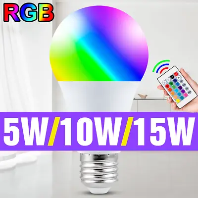 E27 RGB LED Lamp Magic Bulb 220V LED Light 5W 10W 15W LED Remote Control Bulb 28 • $7.39