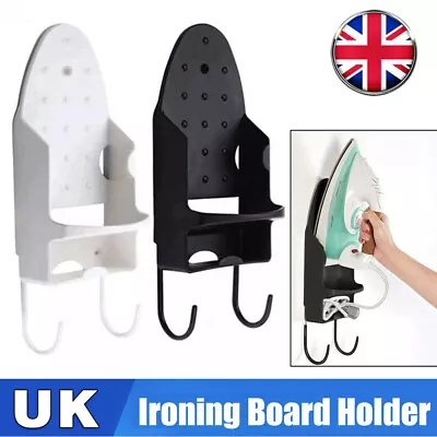 Ironing Board Holder Hanger Cupboard Door Wall Mount Storage Rack Hot Back/White • £7.99