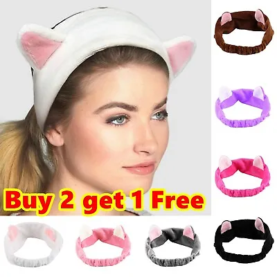 Cute Cat Ear Hairband Headband Yoga Sports Hair Accessory Face Mask Makeup Tools • £3.49