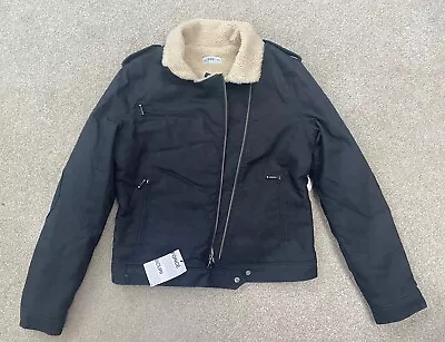 BNWT Women’s GAP Biker Jacket Black With Cream Fleece Lining Size Small • £13.50