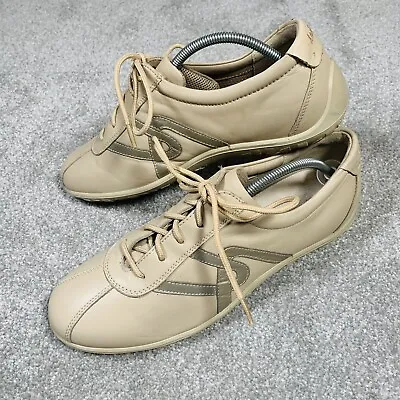 Hotter Enjoy Trainers Adult Womans Size UK 7 Beige Leather Comfort Soles Casual • £16.77