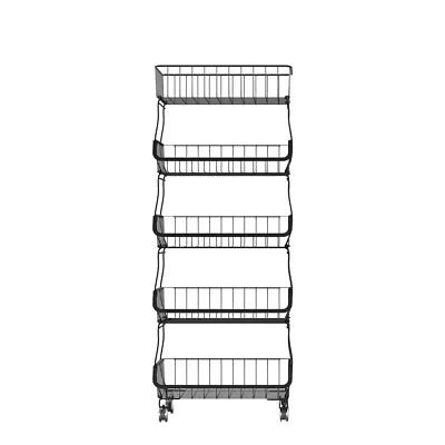 TOQUE 5 Tier Kitchen Trolley Cart Storage Rack Vegetable Organiser Shelf Wheels • $64.38