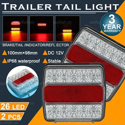 $23.95 • Buy 2X 26 LED Stop Tail Lights Kit Submersible Waterproof Boat Truck Trailer Lights