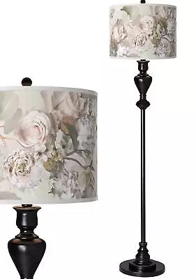 Rosy Blossoms Giclee Glow Black Bronze Floor Lamp • $199.99