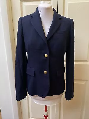 J.Crew Classic Schoolboy Wool Blend Navy Blue Blazer Gold Buttons Womens Size 4 • $31