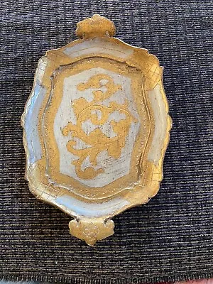 Antiqued Gilt Wood Florentine Tray Gold Lacquer Mid Century 20  • $34