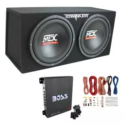 MTX TNE212D 12  1200W Dual Loaded Car Subwoofer And Boss 1100W Amplifier W/  Kit • $264.99