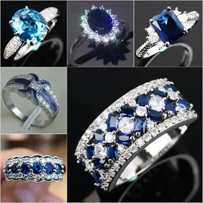 $3.13 • Buy Fashion Women 925 Silver Jewelry Gift Ring Cubic Zirconia Wedding Rings Sz 6-10