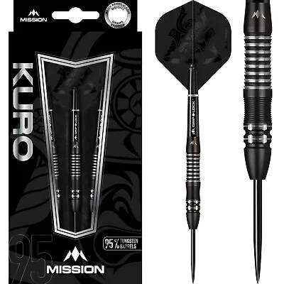 Mission Kuro Darts Set 95% Tungsten Black Titanium 21g 22g 23g 24g 26g Gram • $82.86