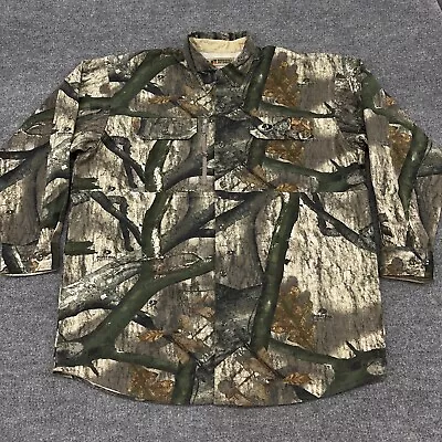 Russell Outdoors Camo Shirt Men 2XL Mossy Oak Treestand Scent Stop Pro Button Up • $24.95