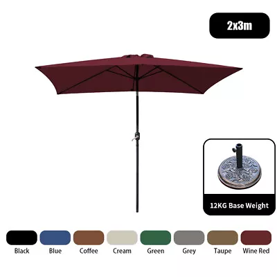 2.5m 2.7m 3m Banana Parasol Patio Garden Rectangular Round Umbrella Fabric Base • £77.95