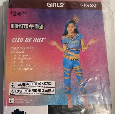 Monster HIgh Cleo De Nile Girls Halloween Dress Up Cosplay Costume Small (6/6x) • $12