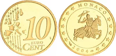 Monaco 10 Cent 2004 Currency Coin Pf IN Münzkapsel. Rare Year Polished 106731 • $40.53