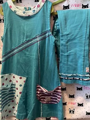 NAARTJIE 2 Pc Teal Set TUNIC Tank DRESS & LEGGINGS Pants Size 9 Years XXXL • $45