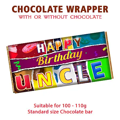 Happy Birthday Uncle Chocolate Bar Wrapper Novelty Gift Present Celebrate • £1.99