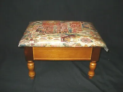 Vtg Wood Ottoman Foot Stool Rest W/ Padded Top Hidden Storage Aztec Pattern NEW • $64.99